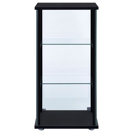 Cyclamen 3-Shelf Glass Curio Cabinet - Compact Black Display Case with Push-to-Open Door – view 6