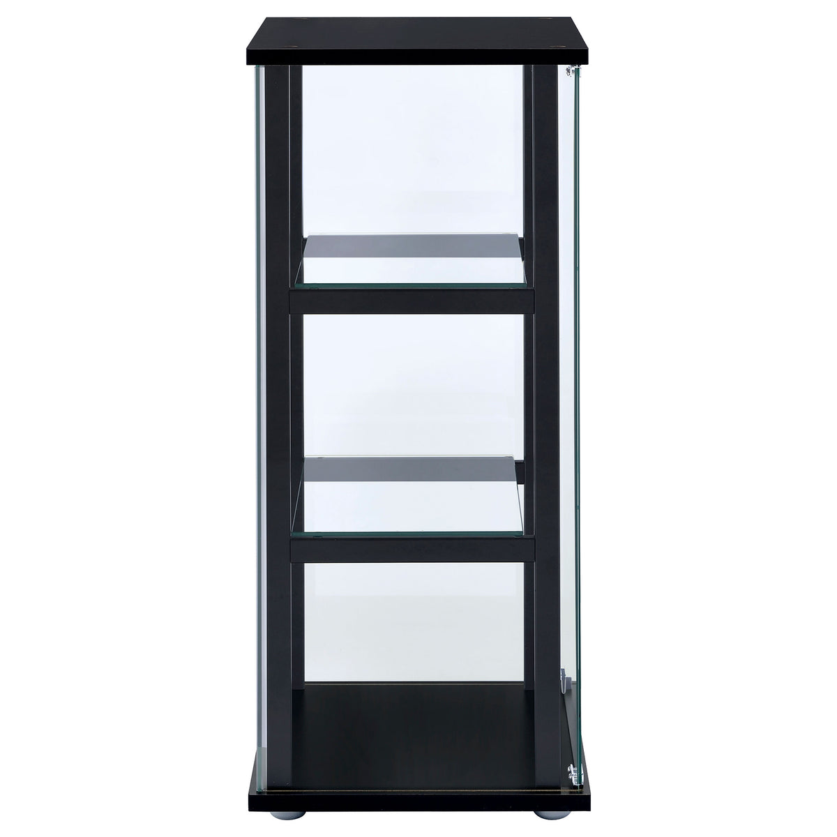 Cyclamen 3-Shelf Glass Curio Cabinet - Compact Black Display Case with Push-to-Open Door – view 7