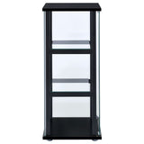 Cyclamen 3-Shelf Glass Curio Cabinet - Compact Black Display Case with Push-to-Open Door – view 7