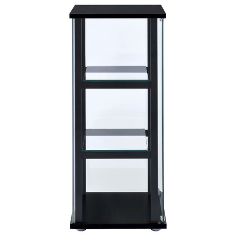 Cyclamen 3-Shelf Glass Curio Cabinet - Compact Black Display Case with Push-to-Open Door – view 7