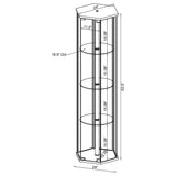 Zahavah Hexagonal Glass Curio Cabinet - Black with Chrome Accents & Push-to-Open Door – view 4