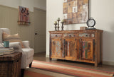 Harper 3-Door, 3-Drawer Accent Cabinet - Handcrafted Solid Reclaimed Wood with Black Ring Pulls – view 2