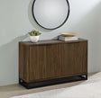 Ryatt 4-Door Fluted Accent Cabinet - Dark Pine with Black Metal Base – view 1