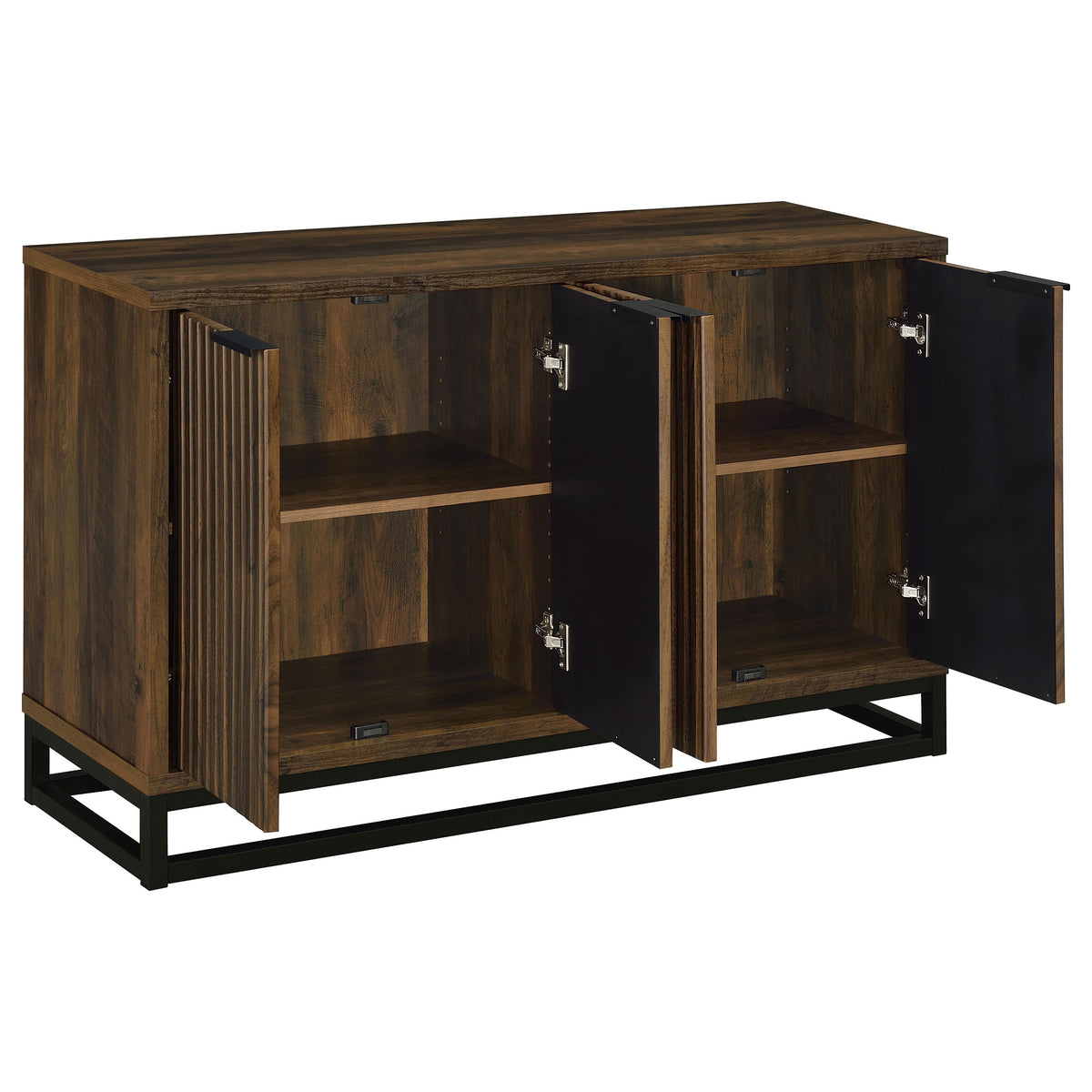 Ryatt 4-Door Fluted Accent Cabinet - Dark Pine with Black Metal Base – view 3