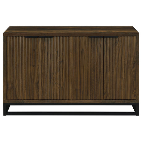 Ryatt 4-Door Fluted Accent Cabinet - Dark Pine with Black Metal Base – view 4