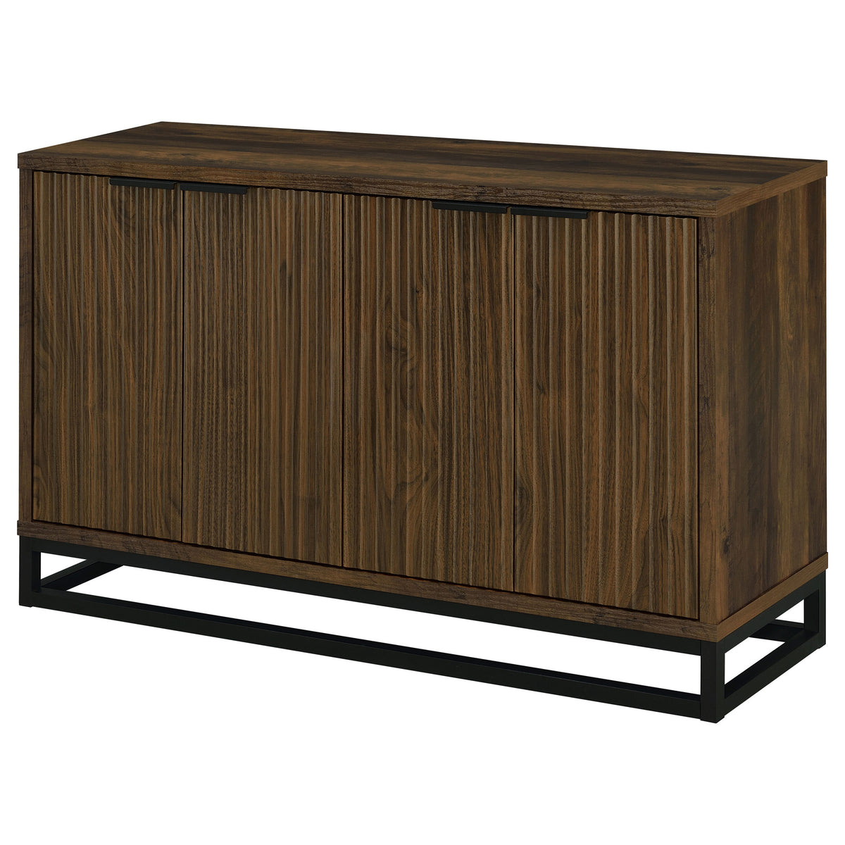 Ryatt 4-Door Fluted Accent Cabinet - Dark Pine with Black Metal Base – view 5
