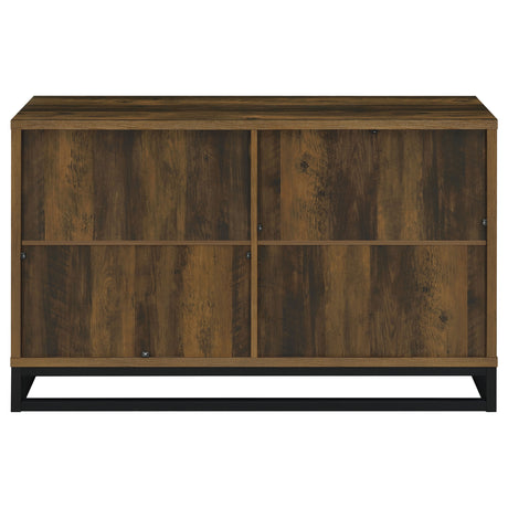 Ryatt 4-Door Fluted Accent Cabinet - Dark Pine with Black Metal Base – view 8