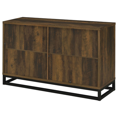Ryatt 4-Door Fluted Accent Cabinet - Dark Pine with Black Metal Base – view 9