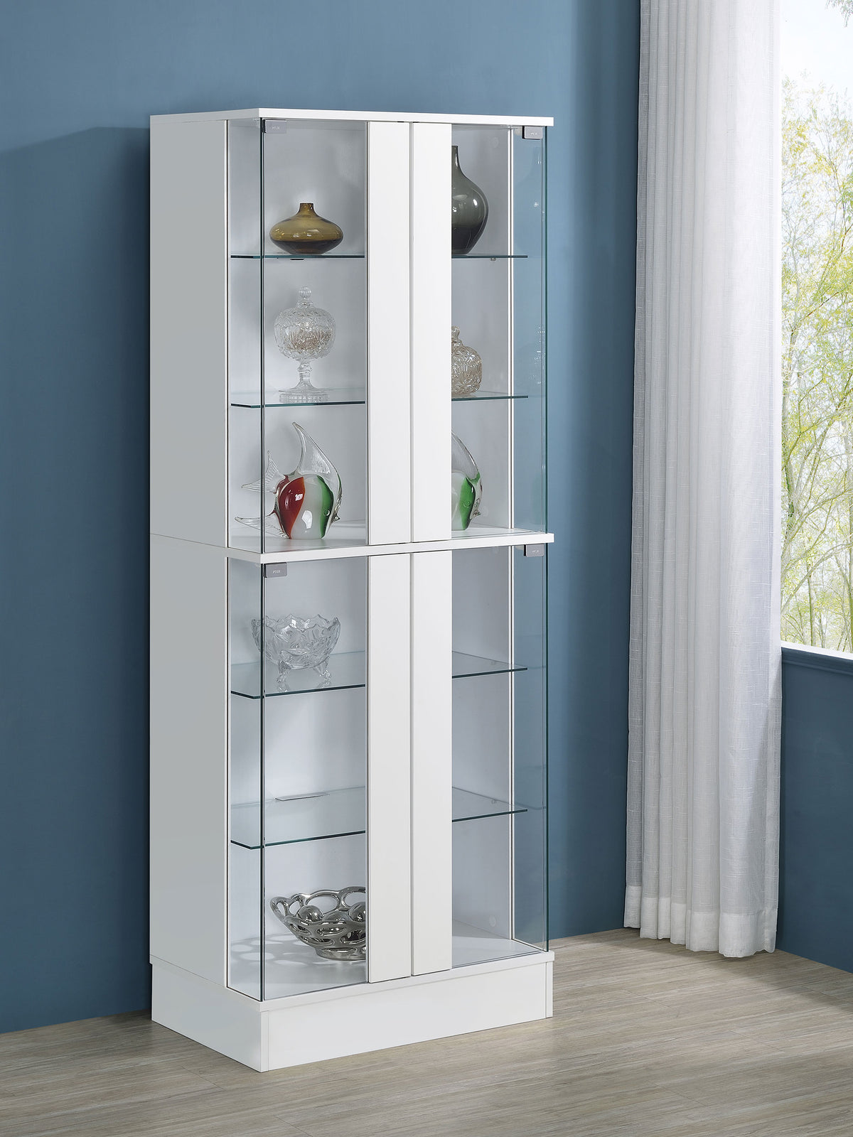 Cabra 4-Door LED Curio Display Cabinet - Tempered Glass with 6 Tiers in White High Gloss – view 1