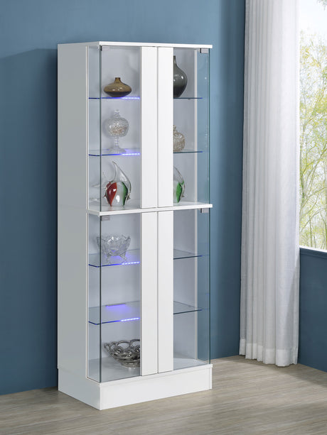 Cabra 4-Door LED Curio Display Cabinet - Tempered Glass with 6 Tiers in White High Gloss – view 3