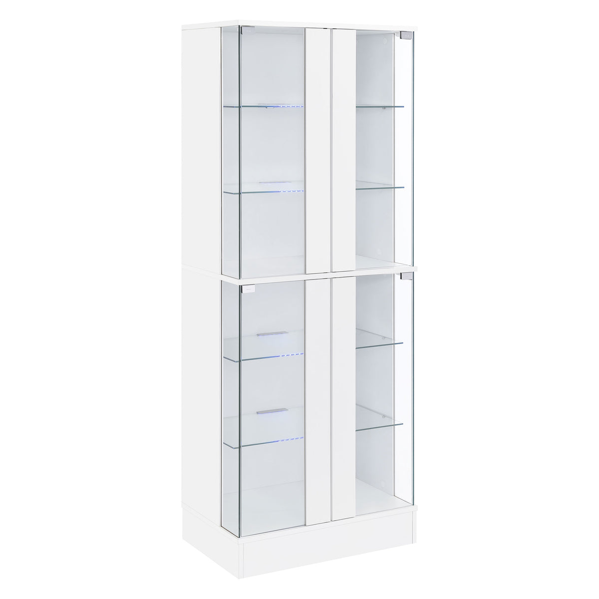 Cabra 4-Door LED Curio Display Cabinet - Tempered Glass with 6 Tiers in White High Gloss – view 4