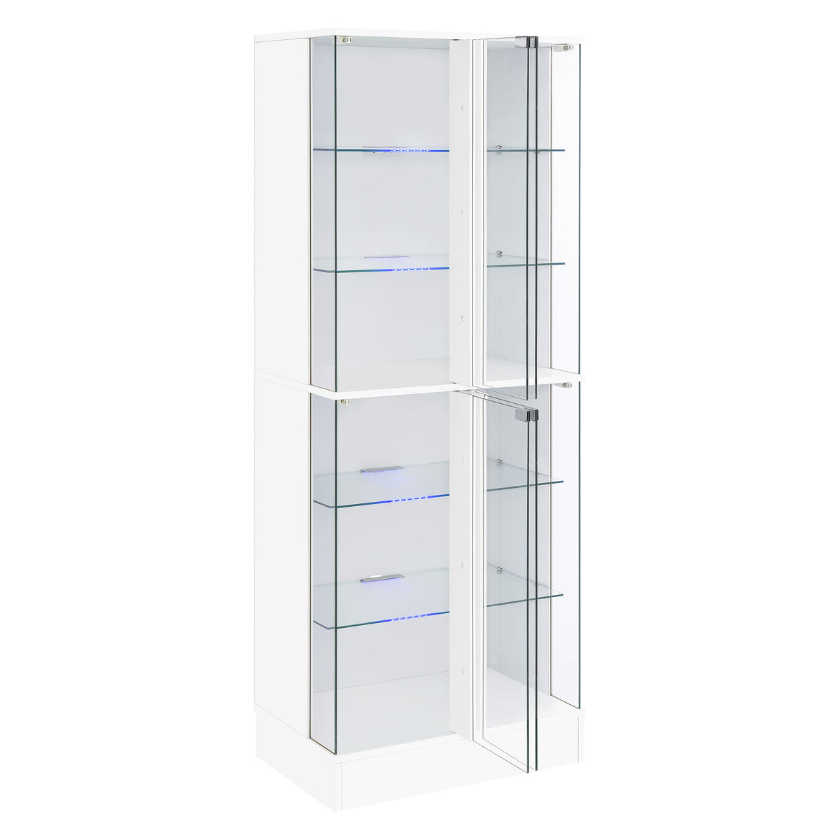 Cabra 4-Door LED Curio Display Cabinet - Tempered Glass with 6 Tiers in White High Gloss – view 5