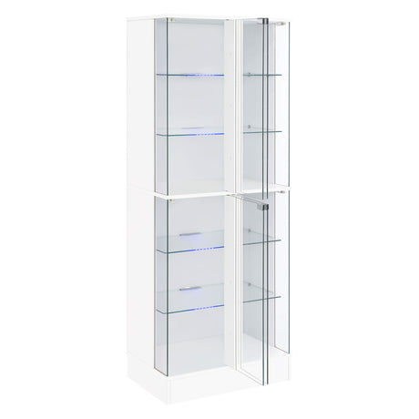 Cabra 4-Door LED Curio Display Cabinet - Tempered Glass with 6 Tiers in White High Gloss – view 5