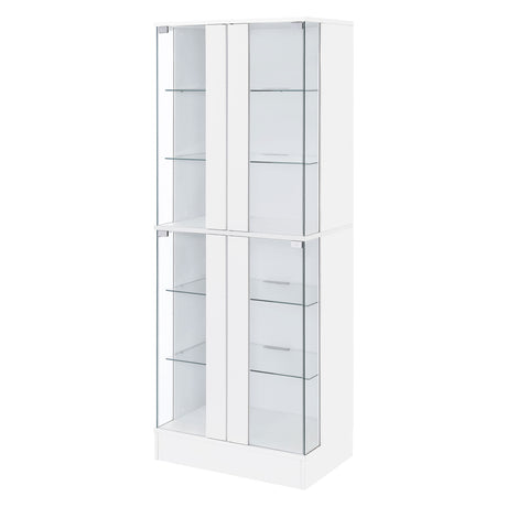 Cabra 4-Door LED Curio Display Cabinet - Tempered Glass with 6 Tiers in White High Gloss – view 7