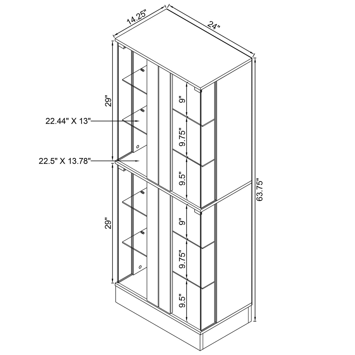 Cabra 4-Door LED Curio Display Cabinet - Tempered Glass with 6 Tiers in White High Gloss – view 13