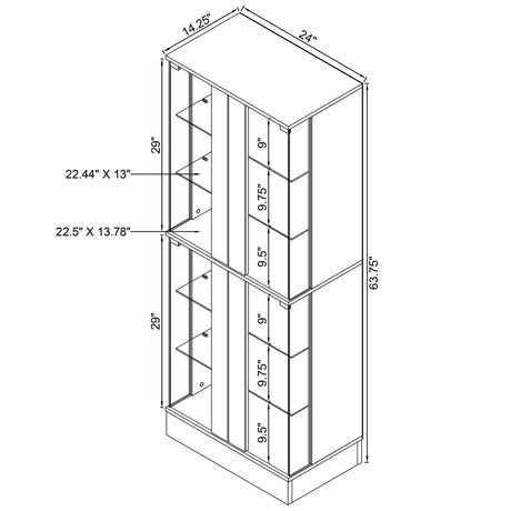 Cabra 4-Door LED Curio Display Cabinet - Tempered Glass with 6 Tiers in White High Gloss – view 13