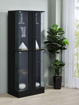 Cabra LED Curio Cabinet - 4-Door Glass Display with 6 Tiers in Black High Gloss – view 1