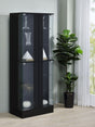 Cabra LED Curio Cabinet - 4-Door Glass Display with 6 Tiers in Black High Gloss – view 1