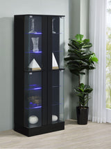 Cabra LED Curio Cabinet - 4-Door Glass Display with 6 Tiers in Black High Gloss – view 3