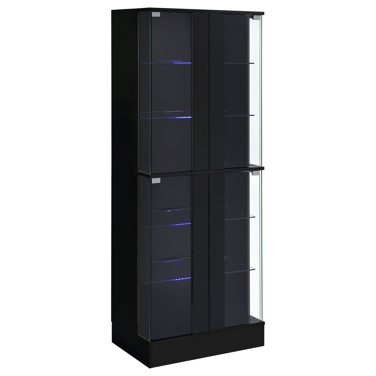 Cabra LED Curio Cabinet - 4-Door Glass Display with 6 Tiers in Black High Gloss – view 4
