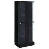 Cabra LED Curio Cabinet - 4-Door Glass Display with 6 Tiers in Black High Gloss – view 4