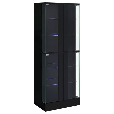 Cabra LED Curio Cabinet - 4-Door Glass Display with 6 Tiers in Black High Gloss – view 4