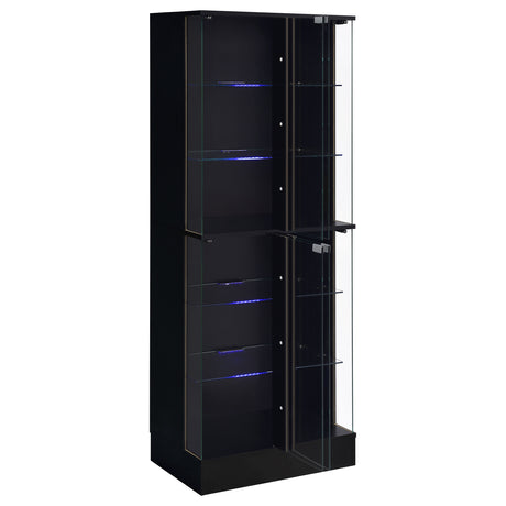 Cabra LED Curio Cabinet - 4-Door Glass Display with 6 Tiers in Black High Gloss – view 5