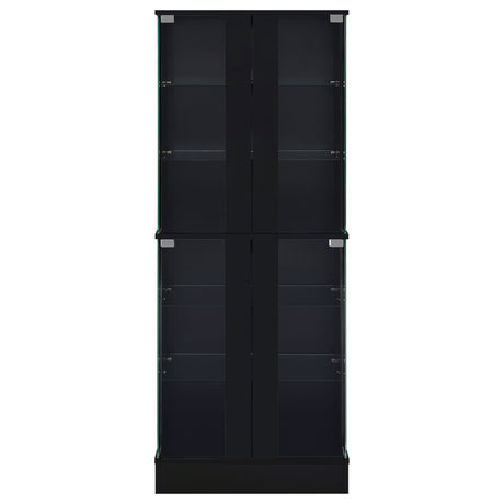 Cabra LED Curio Cabinet - 4-Door Glass Display with 6 Tiers in Black High Gloss – view 6