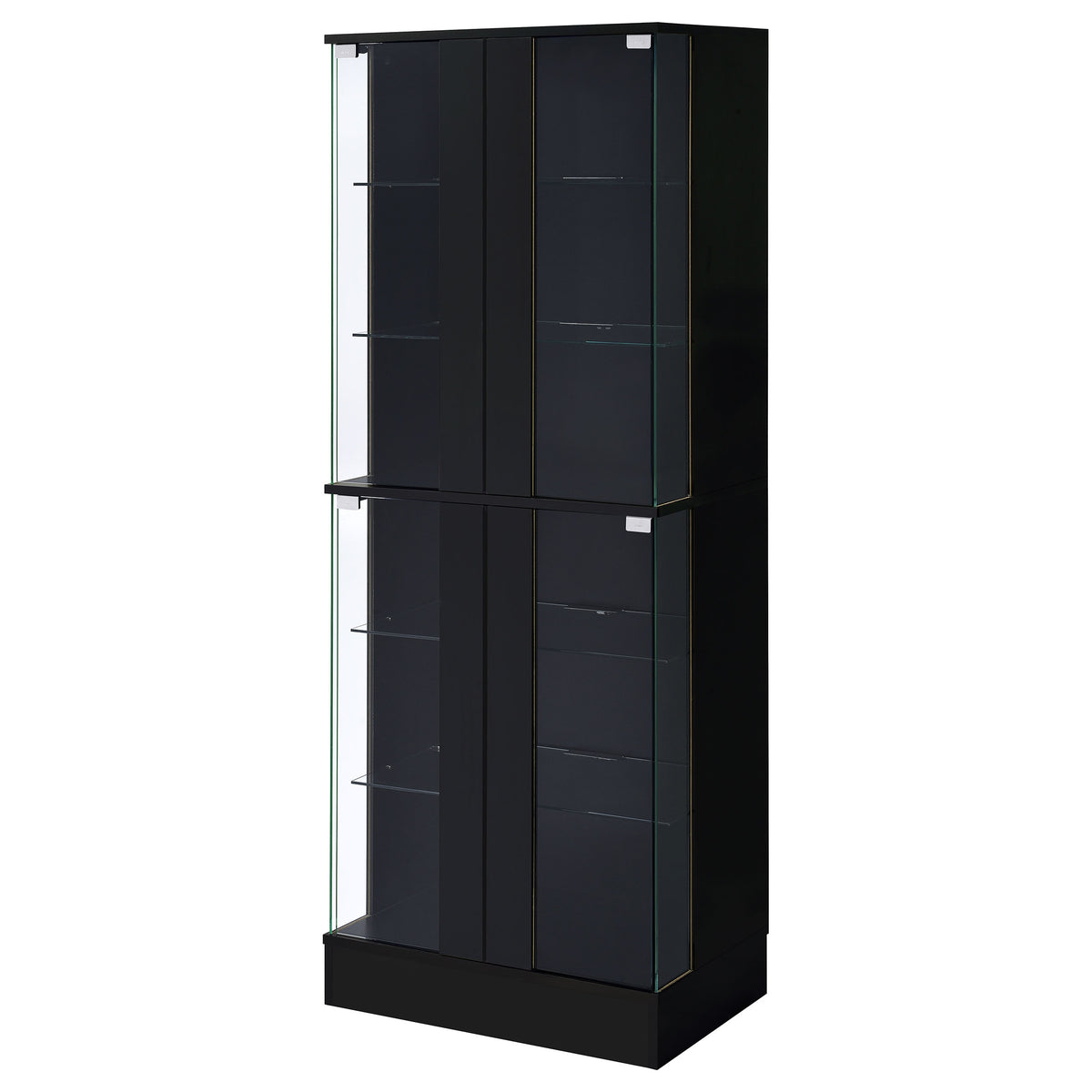 Cabra LED Curio Cabinet - 4-Door Glass Display with 6 Tiers in Black High Gloss – view 7