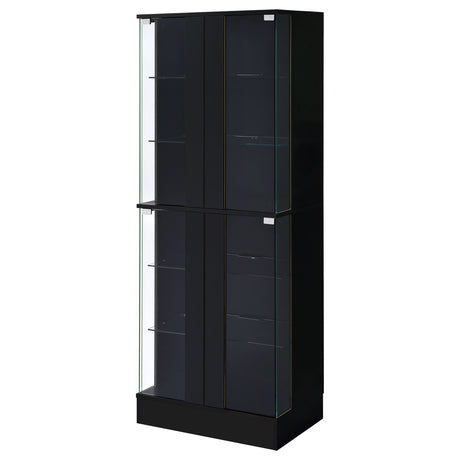 Cabra LED Curio Cabinet - 4-Door Glass Display with 6 Tiers in Black High Gloss – view 7