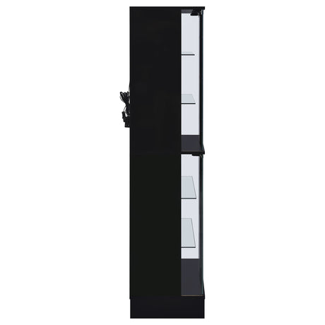 Cabra LED Curio Cabinet - 4-Door Glass Display with 6 Tiers in Black High Gloss – view 12