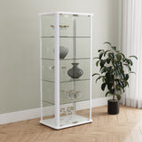 Aero Glass Curio Display Cabinet with Lighting - Modern White with Rounded Corners – view 3