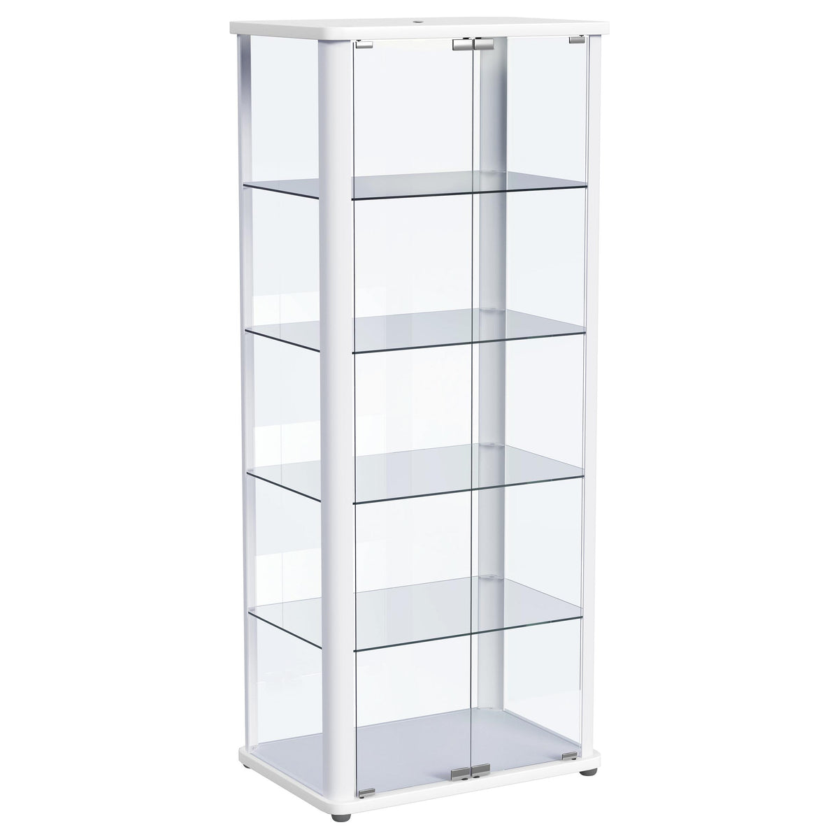 Aero Glass Curio Display Cabinet with Lighting - Modern White with Rounded Corners – view 4