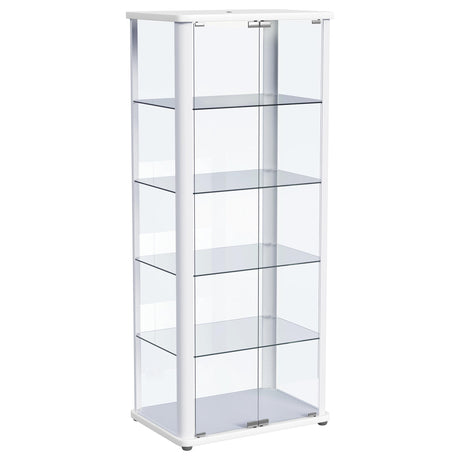 Aero Glass Curio Display Cabinet with Lighting - Modern White with Rounded Corners – view 4