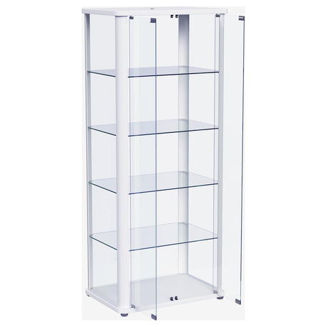 Aero Glass Curio Display Cabinet with Lighting - Modern White with Rounded Corners – view 5