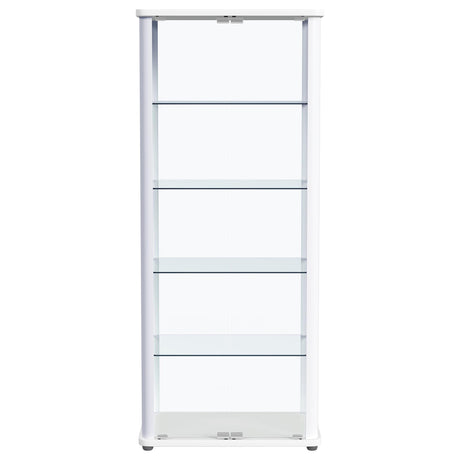 Aero Glass Curio Display Cabinet with Lighting - Modern White with Rounded Corners – view 6