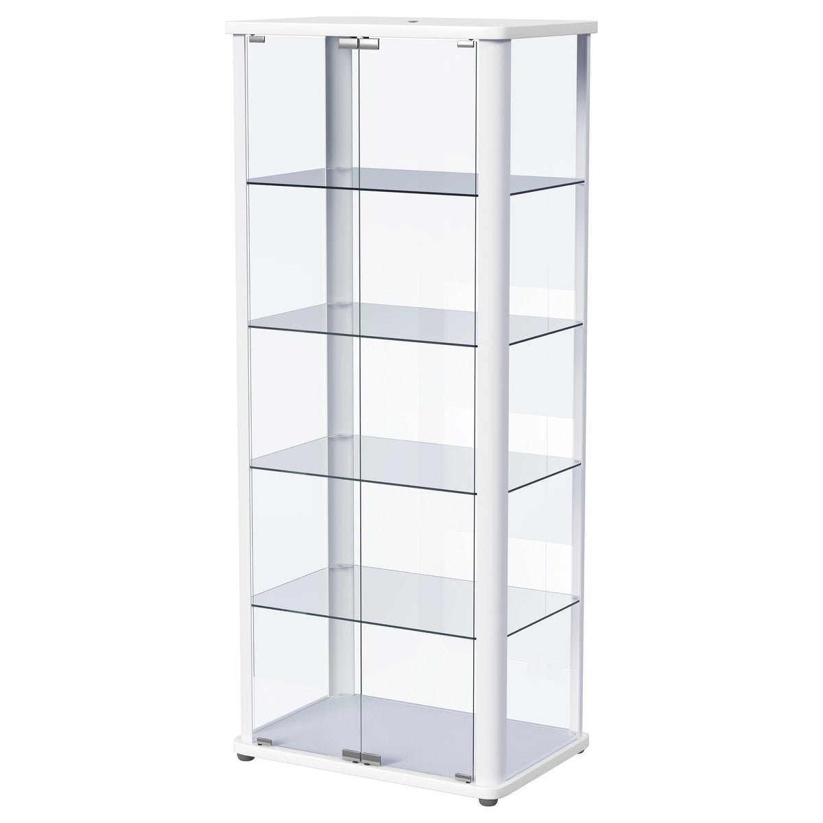 Aero Glass Curio Display Cabinet with Lighting - Modern White with Rounded Corners – view 7