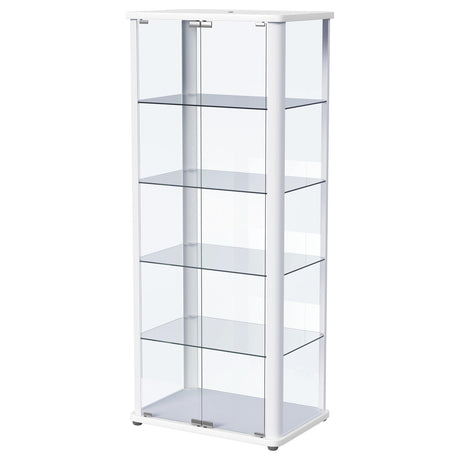 Aero Glass Curio Display Cabinet with Lighting - Modern White with Rounded Corners – view 7