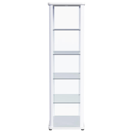 Aero Glass Curio Display Cabinet with Lighting - Modern White with Rounded Corners – view 8