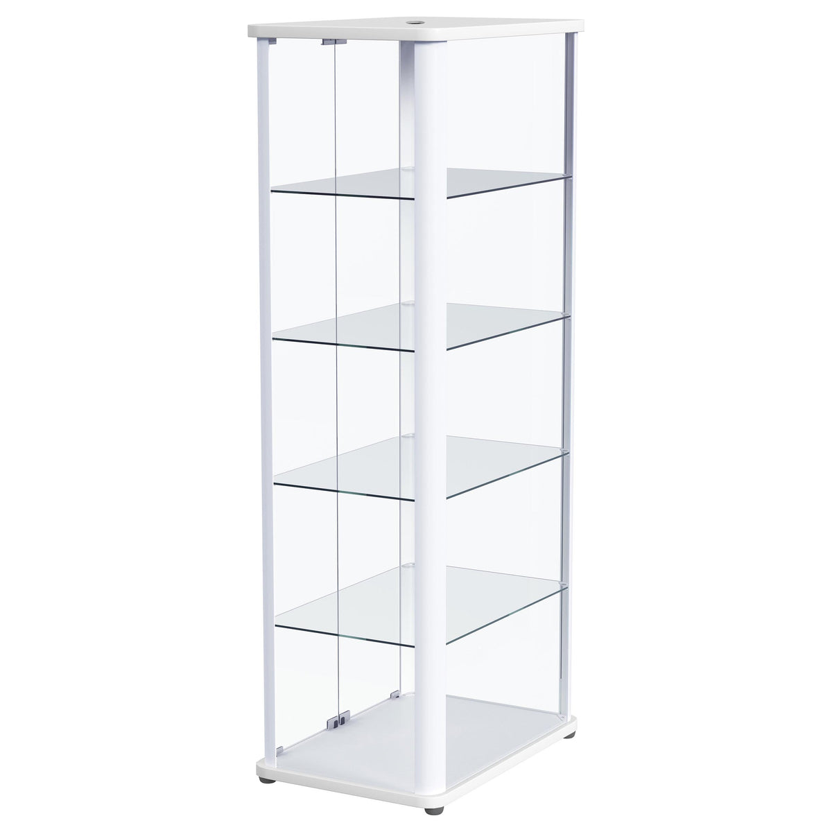 Aero Glass Curio Display Cabinet with Lighting - Modern White with Rounded Corners – view 9