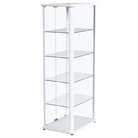 Aero Glass Curio Display Cabinet with Lighting - Modern White with Rounded Corners – view 9