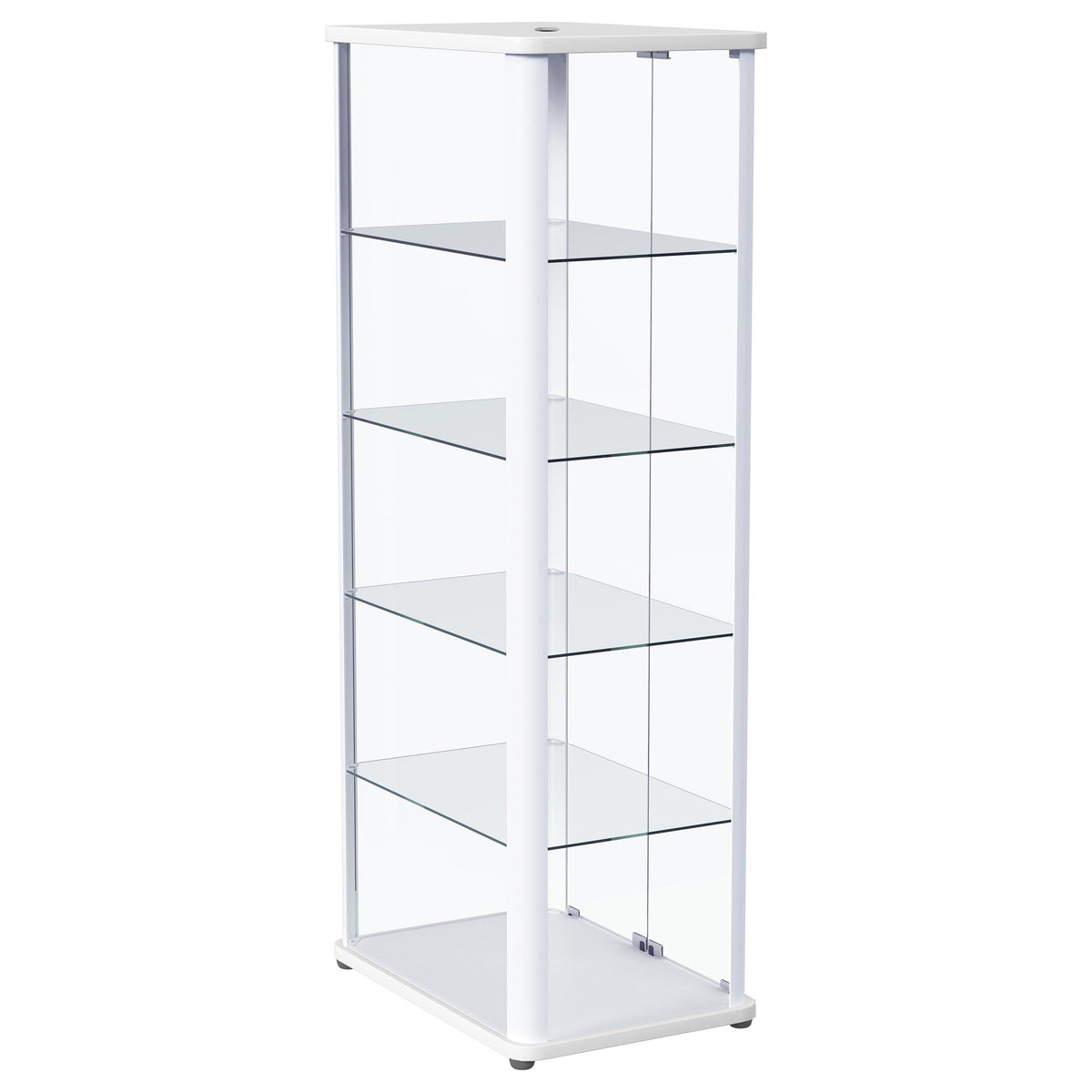Aero Glass Curio Display Cabinet with Lighting - Modern White with Rounded Corners – view 10