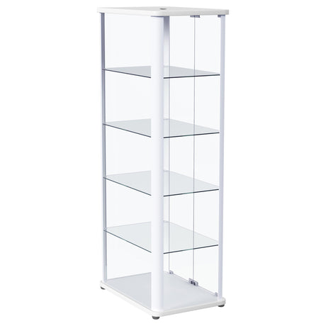 Aero Glass Curio Display Cabinet with Lighting - Modern White with Rounded Corners – view 10