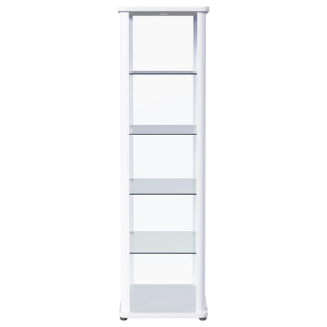 Aero Glass Curio Display Cabinet with Lighting - Modern White with Rounded Corners – view 11