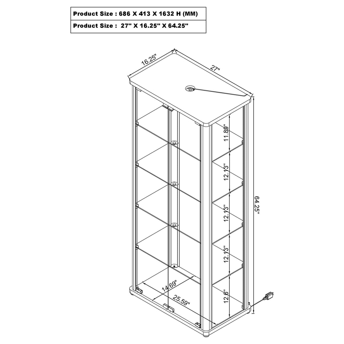 Aero Glass Curio Display Cabinet with Lighting - Modern White with Rounded Corners – view 14