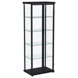 Aero 4-Shelf Glass Curio Cabinet with LED Lighting - Modern Black Display Cabinet with Rounded Corners – view 4