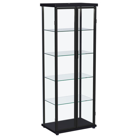 Aero 4-Shelf Glass Curio Cabinet with LED Lighting - Modern Black Display Cabinet with Rounded Corners – view 4