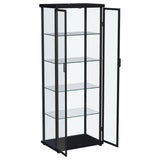 Aero 4-Shelf Glass Curio Cabinet with LED Lighting - Modern Black Display Cabinet with Rounded Corners – view 5