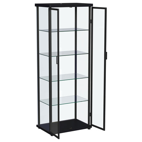Aero 4-Shelf Glass Curio Cabinet with LED Lighting - Modern Black Display Cabinet with Rounded Corners – view 5