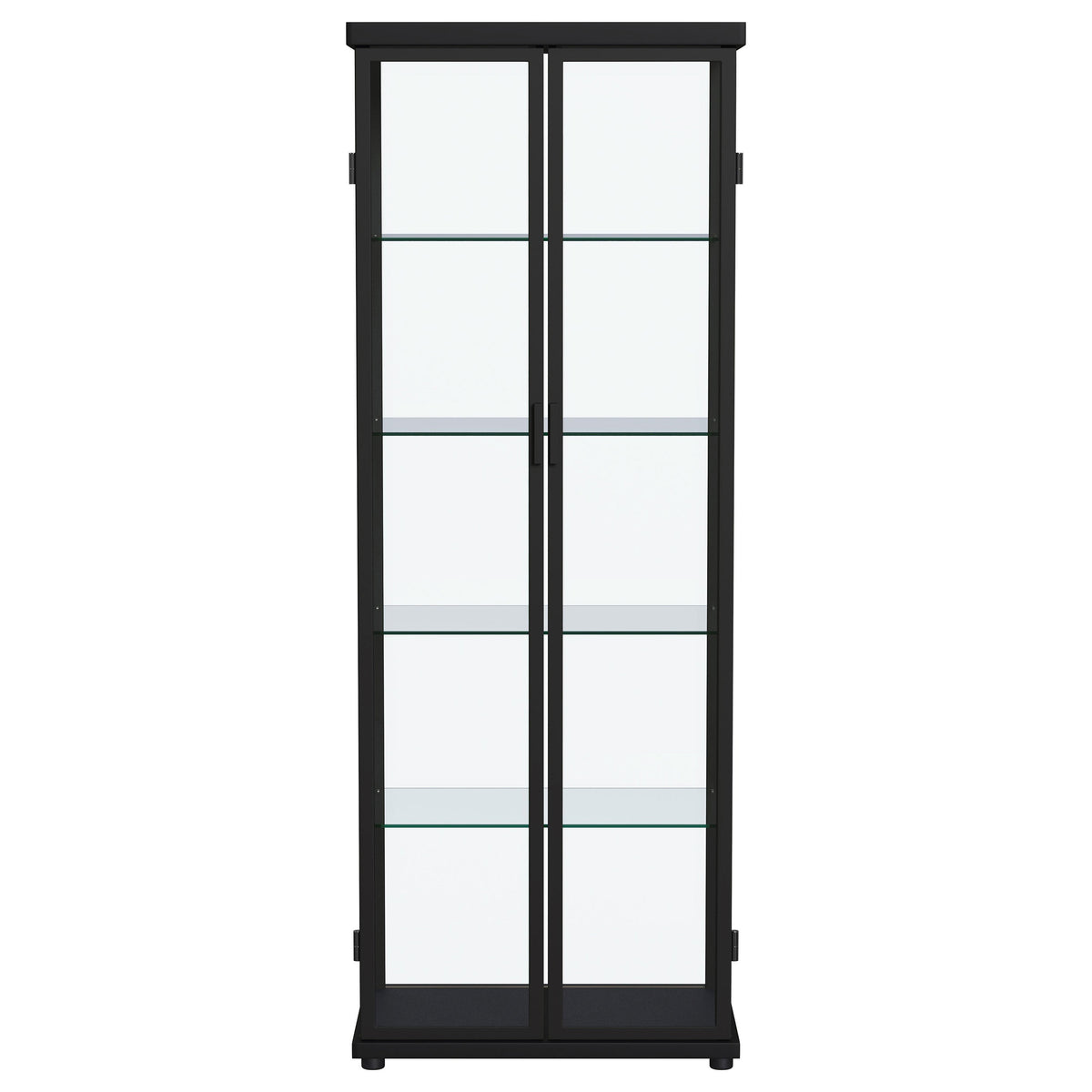 Aero 4-Shelf Glass Curio Cabinet with LED Lighting - Modern Black Display Cabinet with Rounded Corners – view 6
